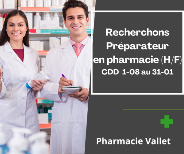 Préparateur(H/F) en pharmacie recherché